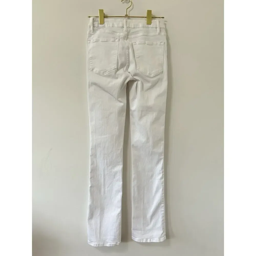 Frame Le Crop Mini Boot Cut White Denim JEANS Size 26 x 32 Stretch‎ Womens - Picture 3 of 11